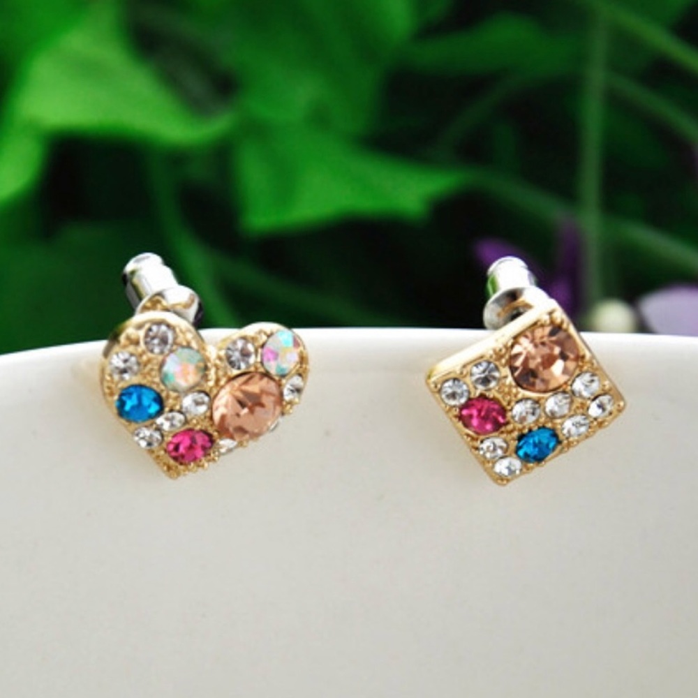🌟Colorful Heart Square Rhinestone Earrings🌟